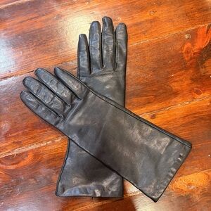 Isotoner Long Black Leather Gloves
